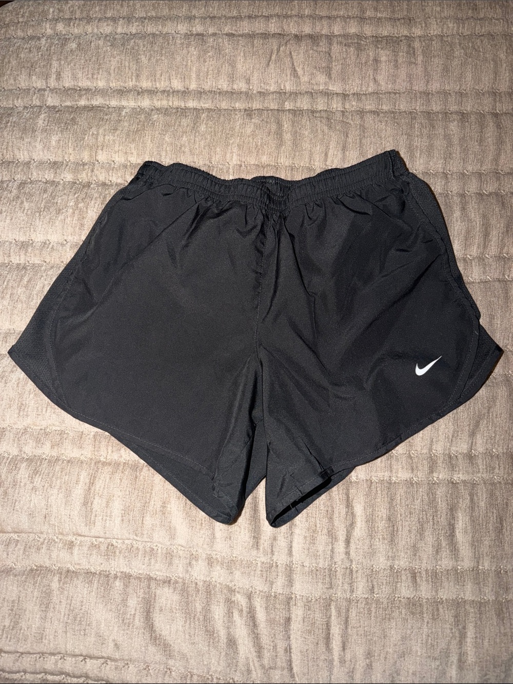 Nike Black Athletic Running Shorts with White Swoosh
